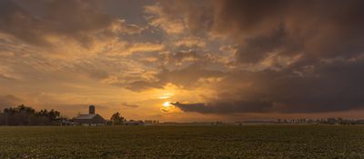 Sunset on a farm